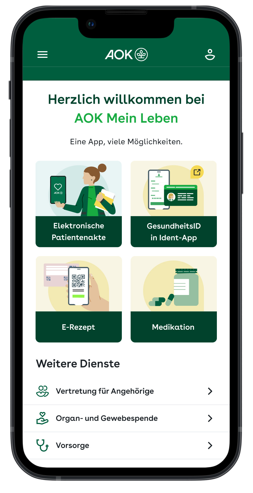 "AOK Mein Leben"-App Bildschirmfoto